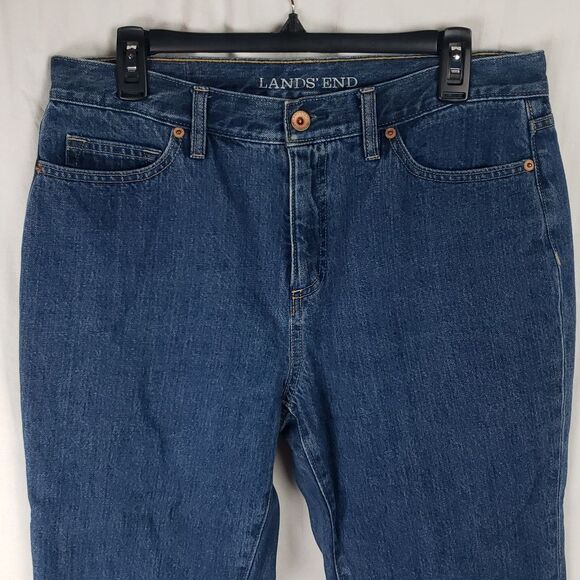 Land's End Women's 12 High Rise Straight Blue Jeans - Picture 2 of 11